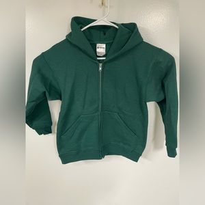 Soffe Youth Zip Up Hooded Sweatshirt Great Condition Size 10-12 Green